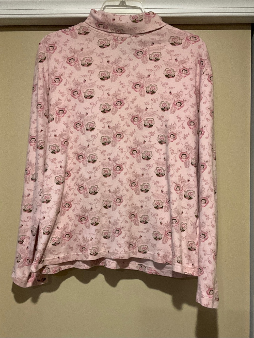 Vintage 90's basic Editions Fairy Pink Floral Turtleneck Long Sleeve Top